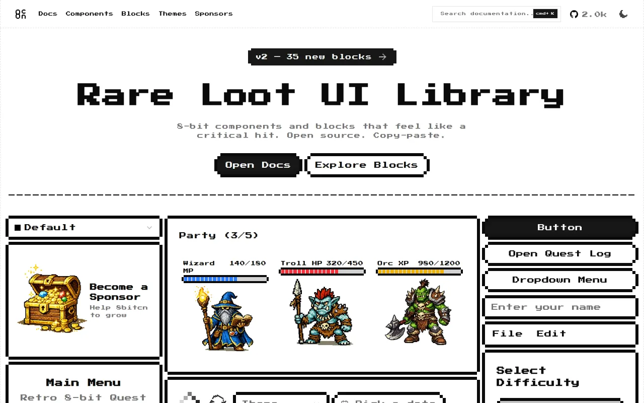 8bitcn screenshot