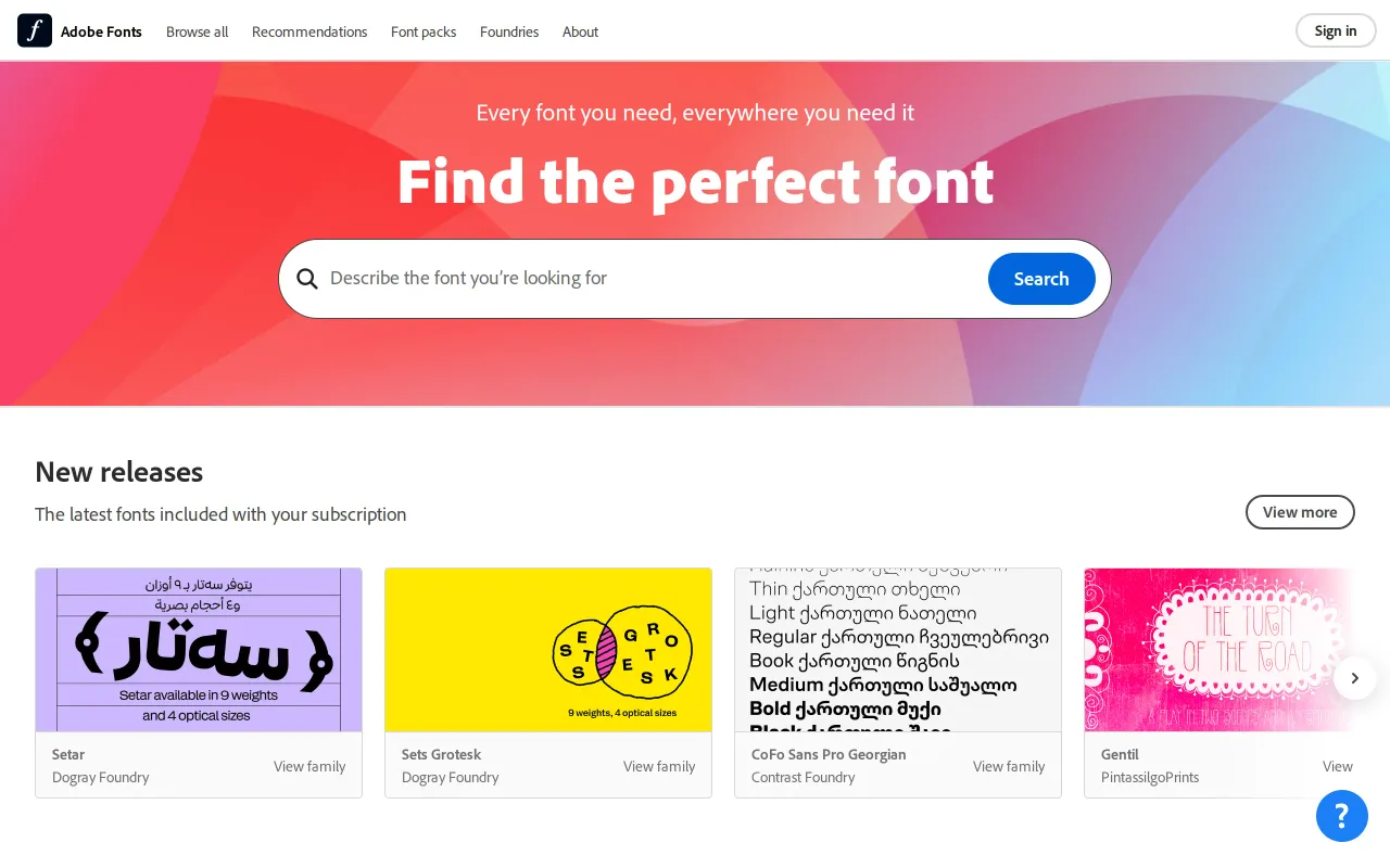 Adobe Fonts screenshot