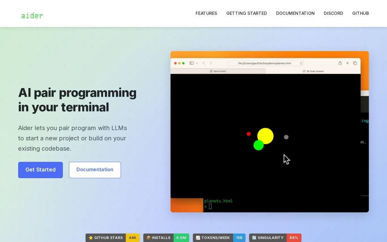 Aider screenshot
