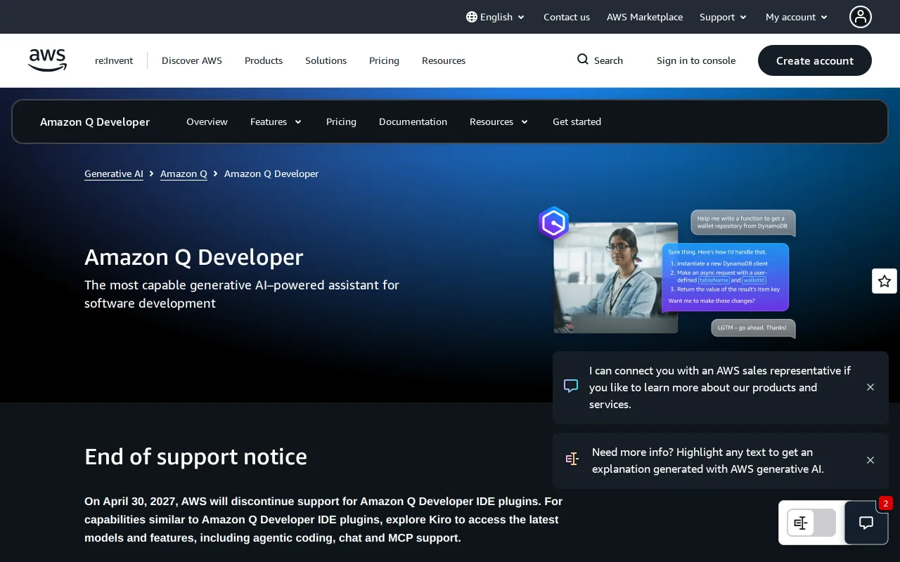 Amazon Q Developer screenshot