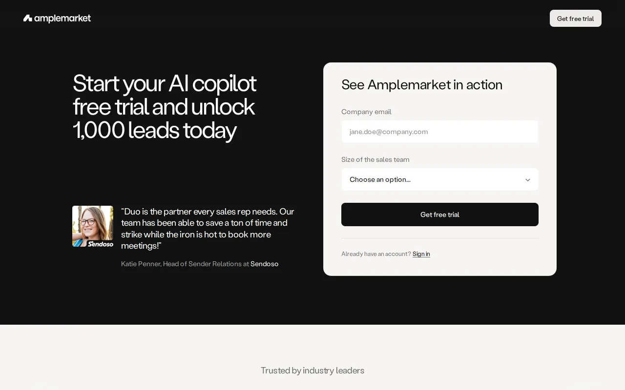 Amplemarket screenshot