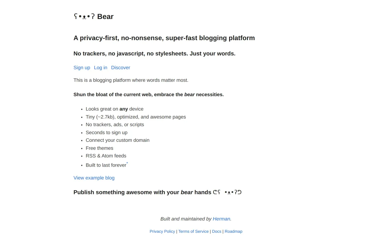 Bear Blog screenshot