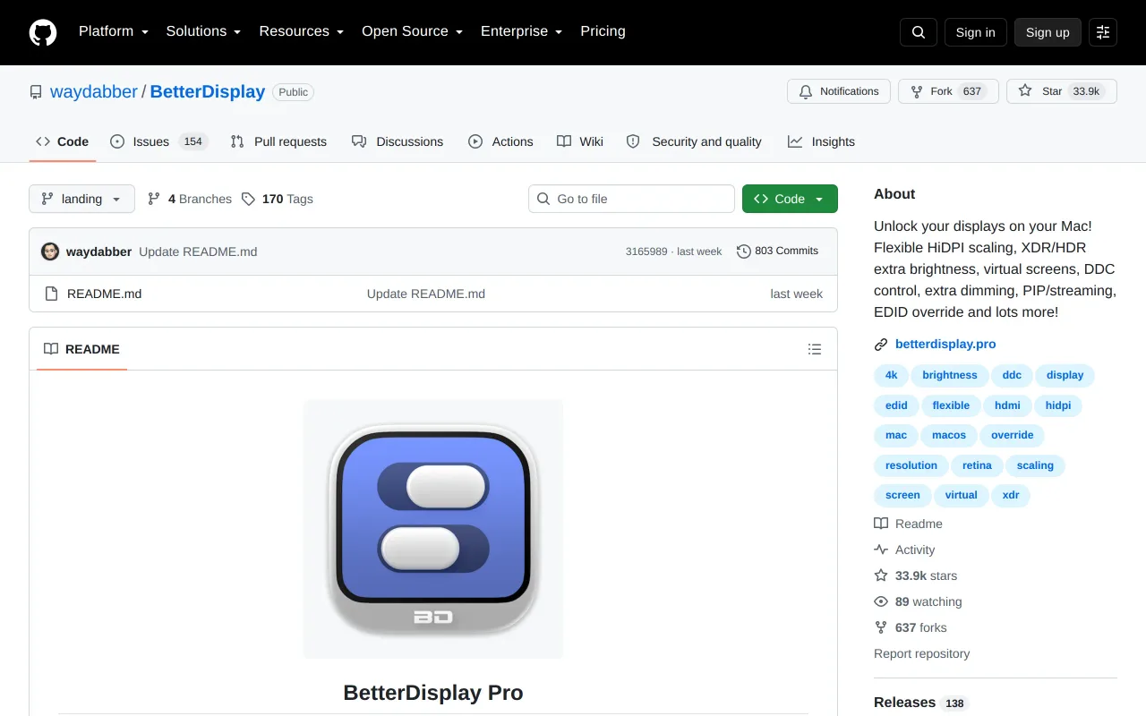 BetterDisplay screenshot