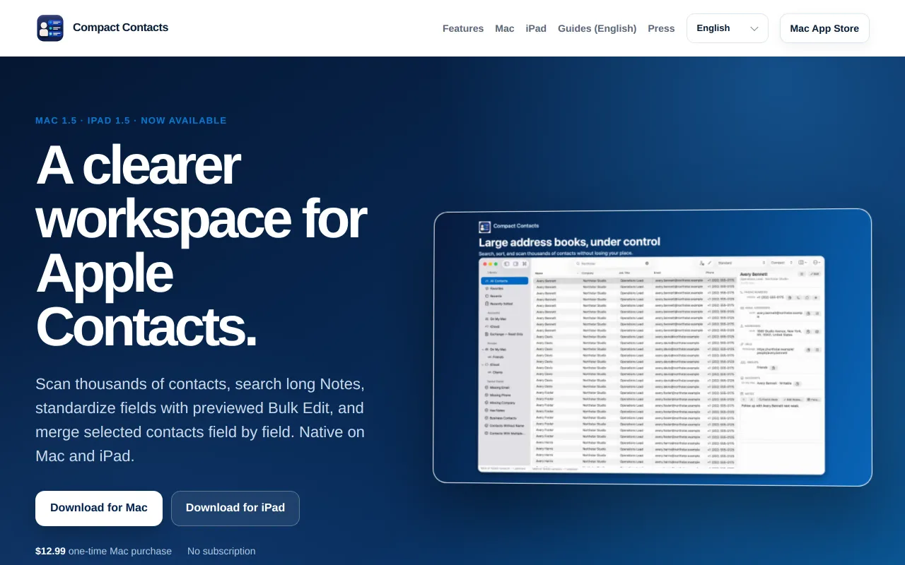 Compact Contacts screenshot