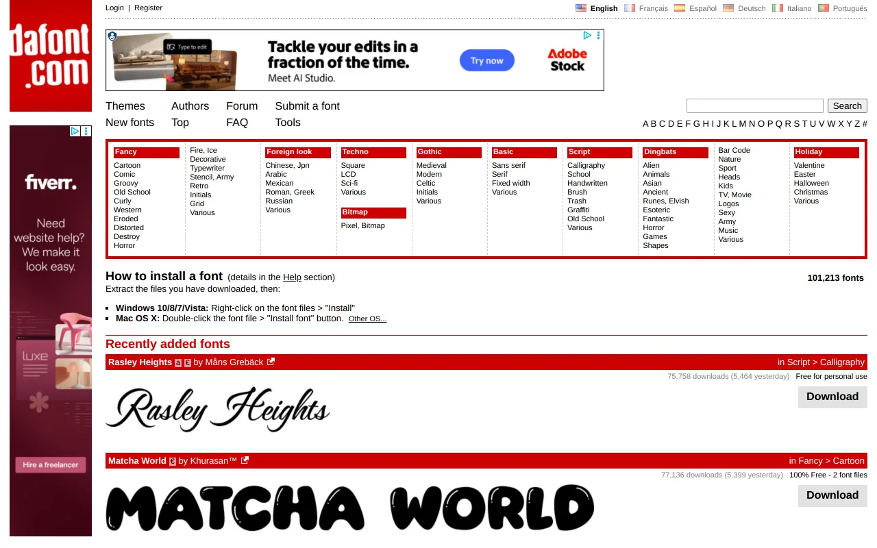 DaFont screenshot
