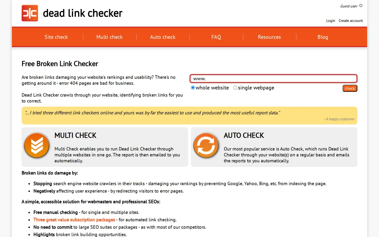 Dead Link Checker screenshot