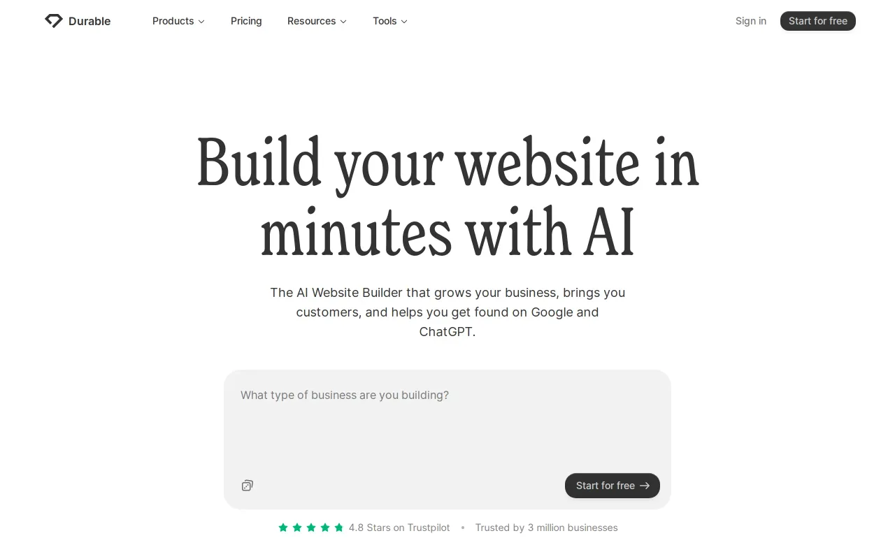 Durable AI screenshot