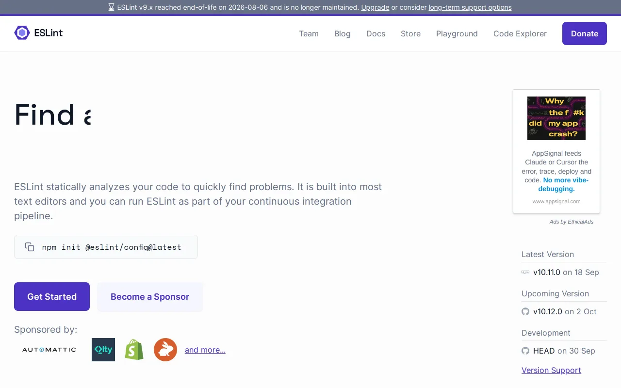 ESLint screenshot