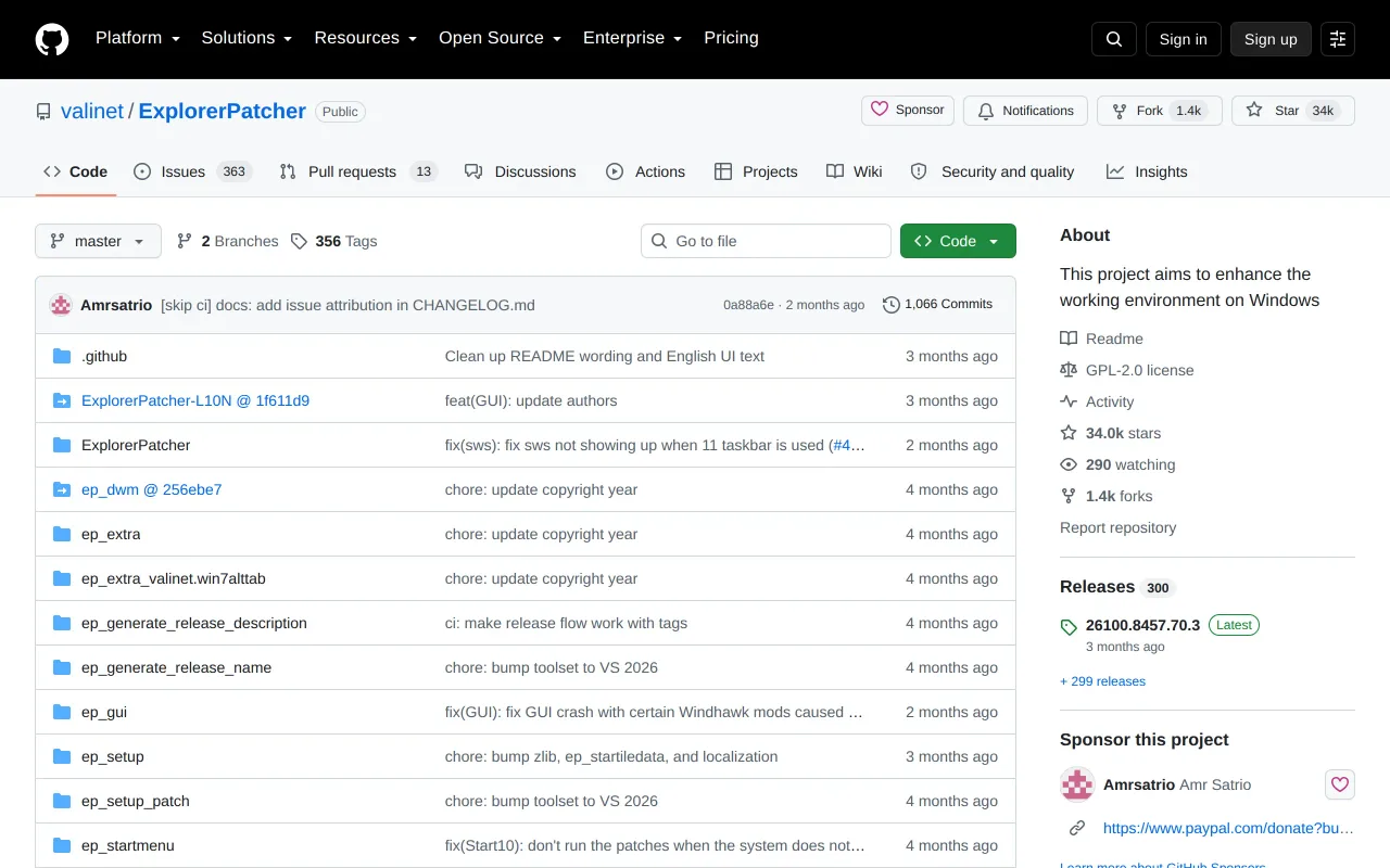 ExplorerPatcher screenshot