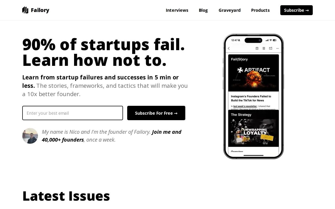 Failory screenshot