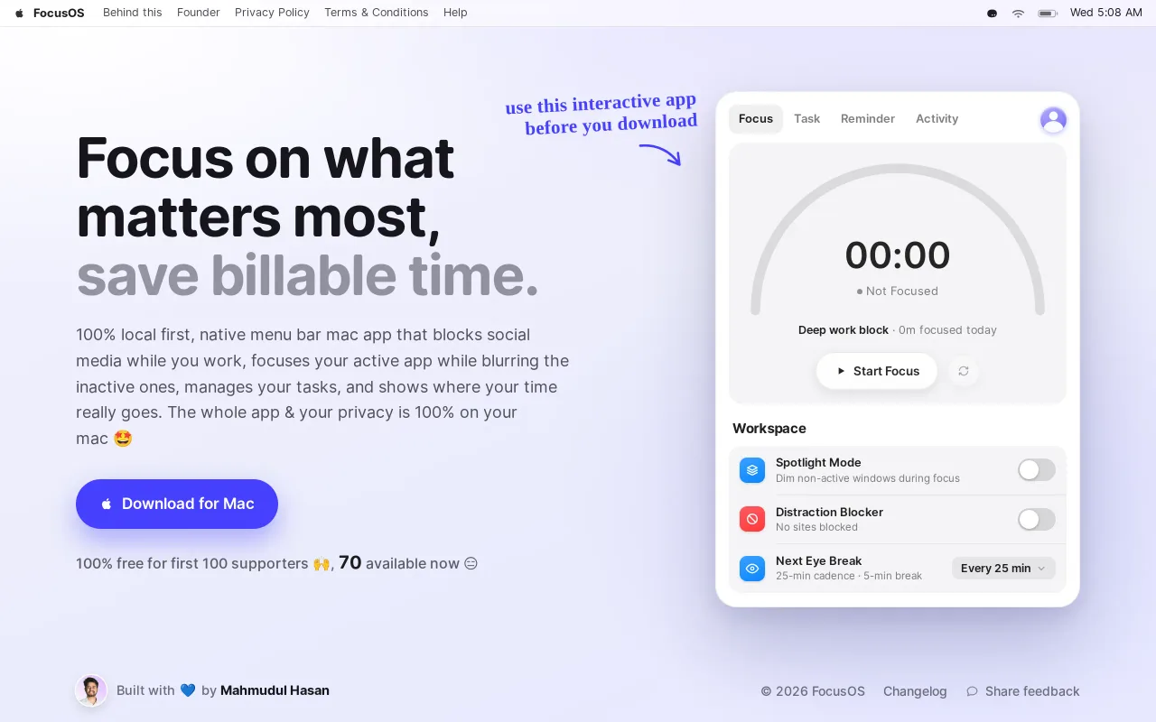 FocusOS screenshot
