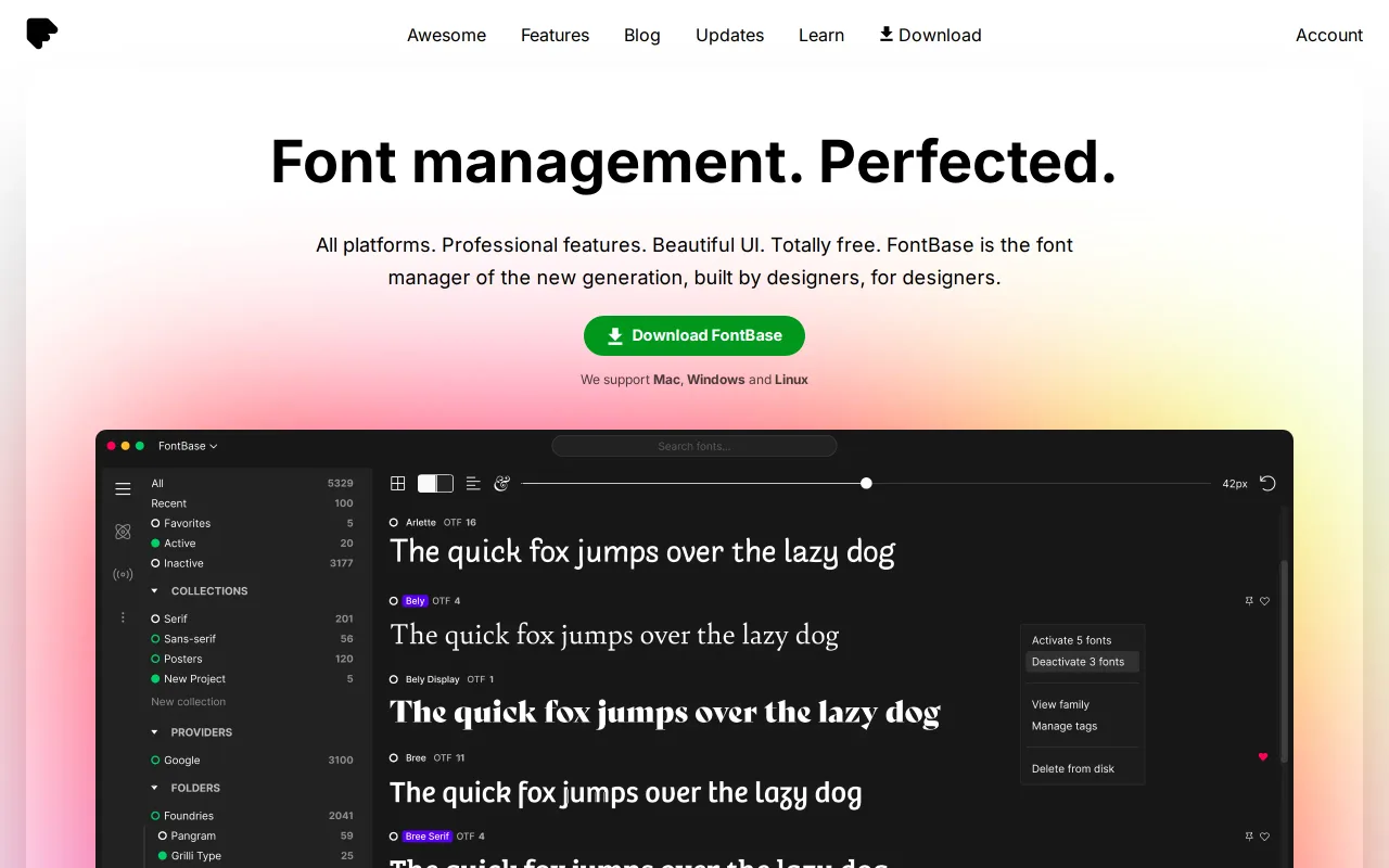FontBase screenshot