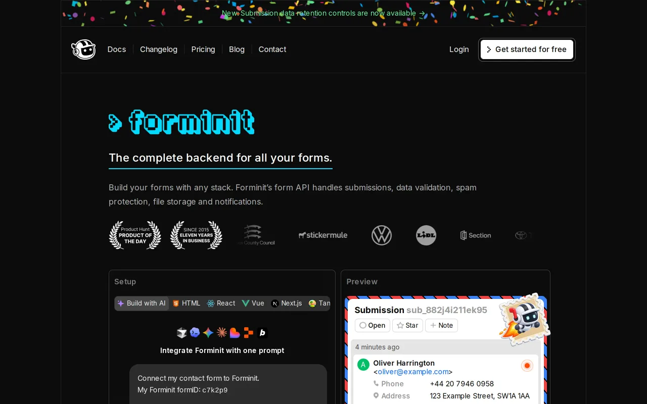 Forminit screenshot