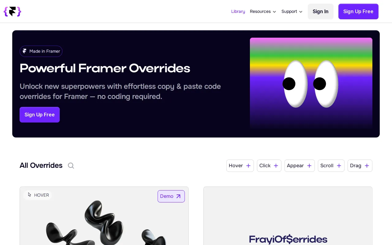 Framer Overrides screenshot
