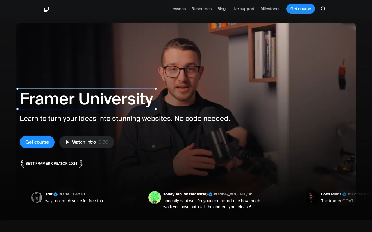 Framer University screenshot