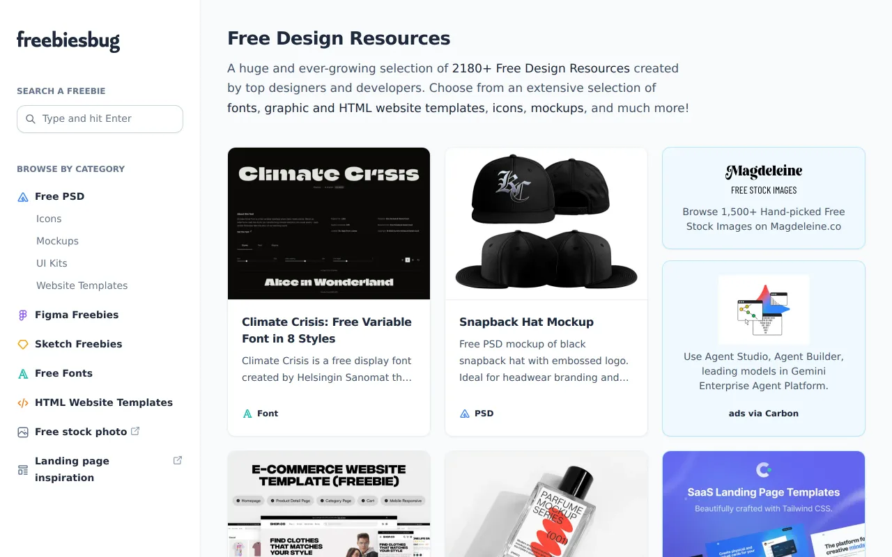 Freebiesbug screenshot