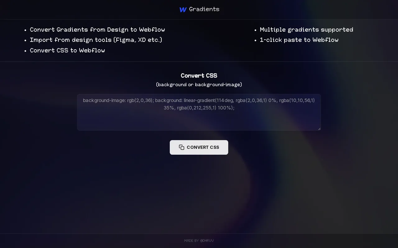 Gradient Generator Webflow screenshot