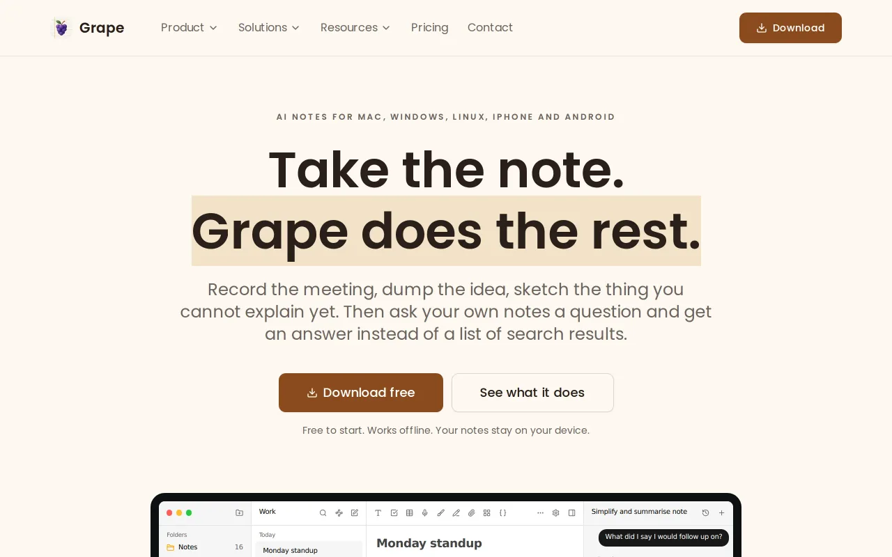 Grape screenshot