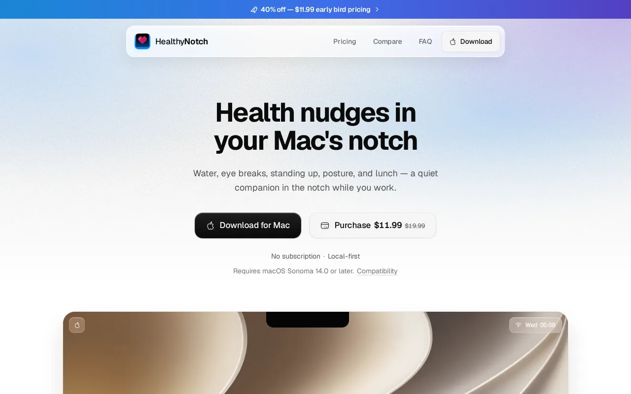 HealthyNotch screenshot