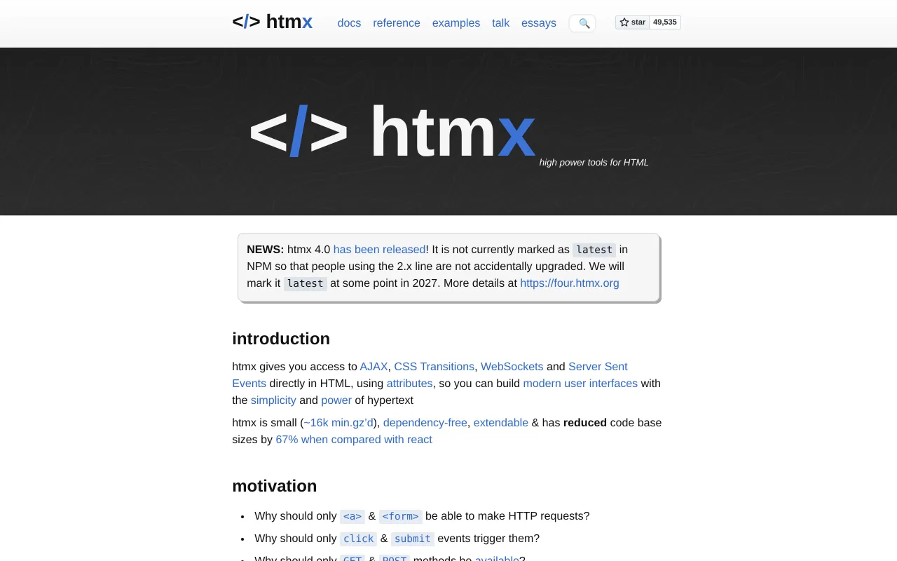 htmx screenshot