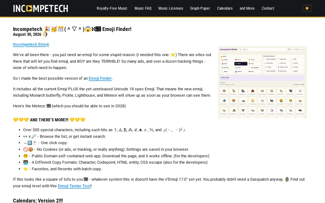 Incompetech screenshot