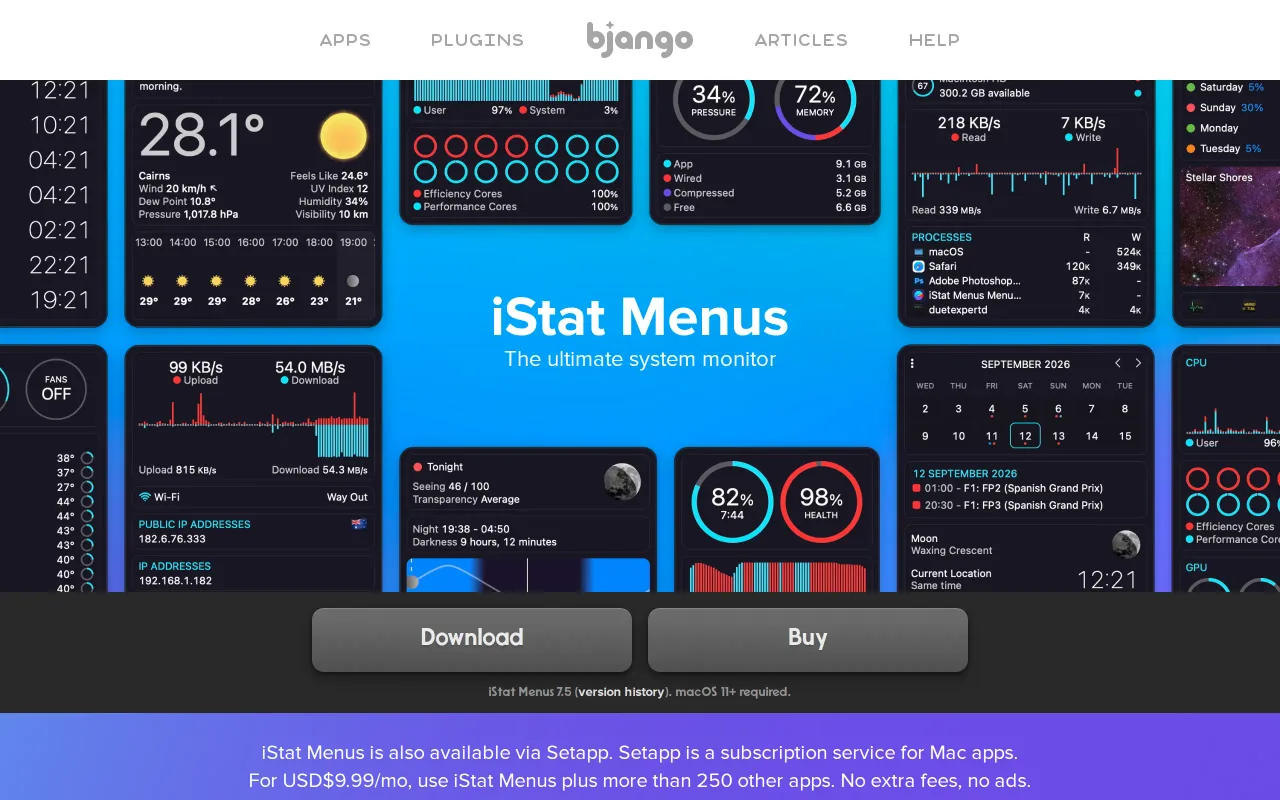 iStat Menus screenshot