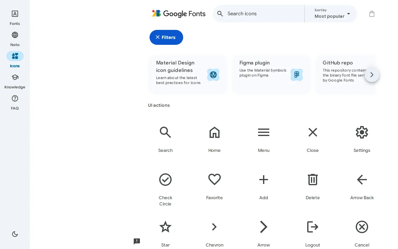 Material Symbols screenshot