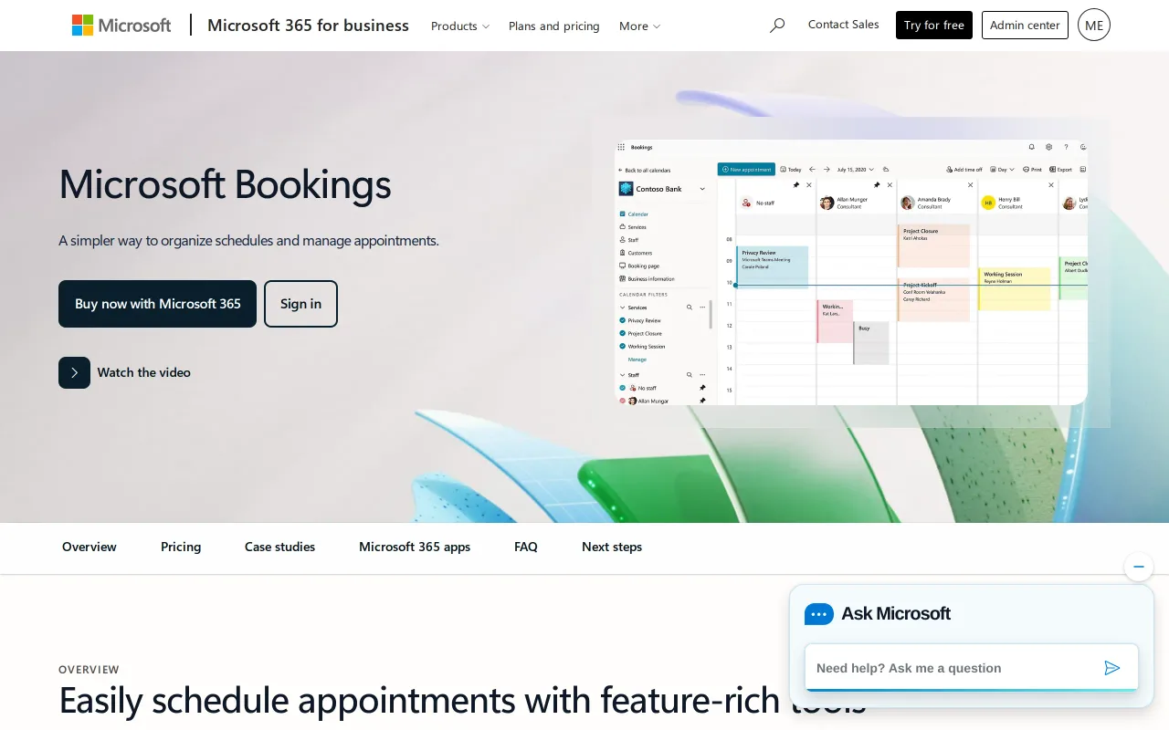 Microsoft Bookings screenshot