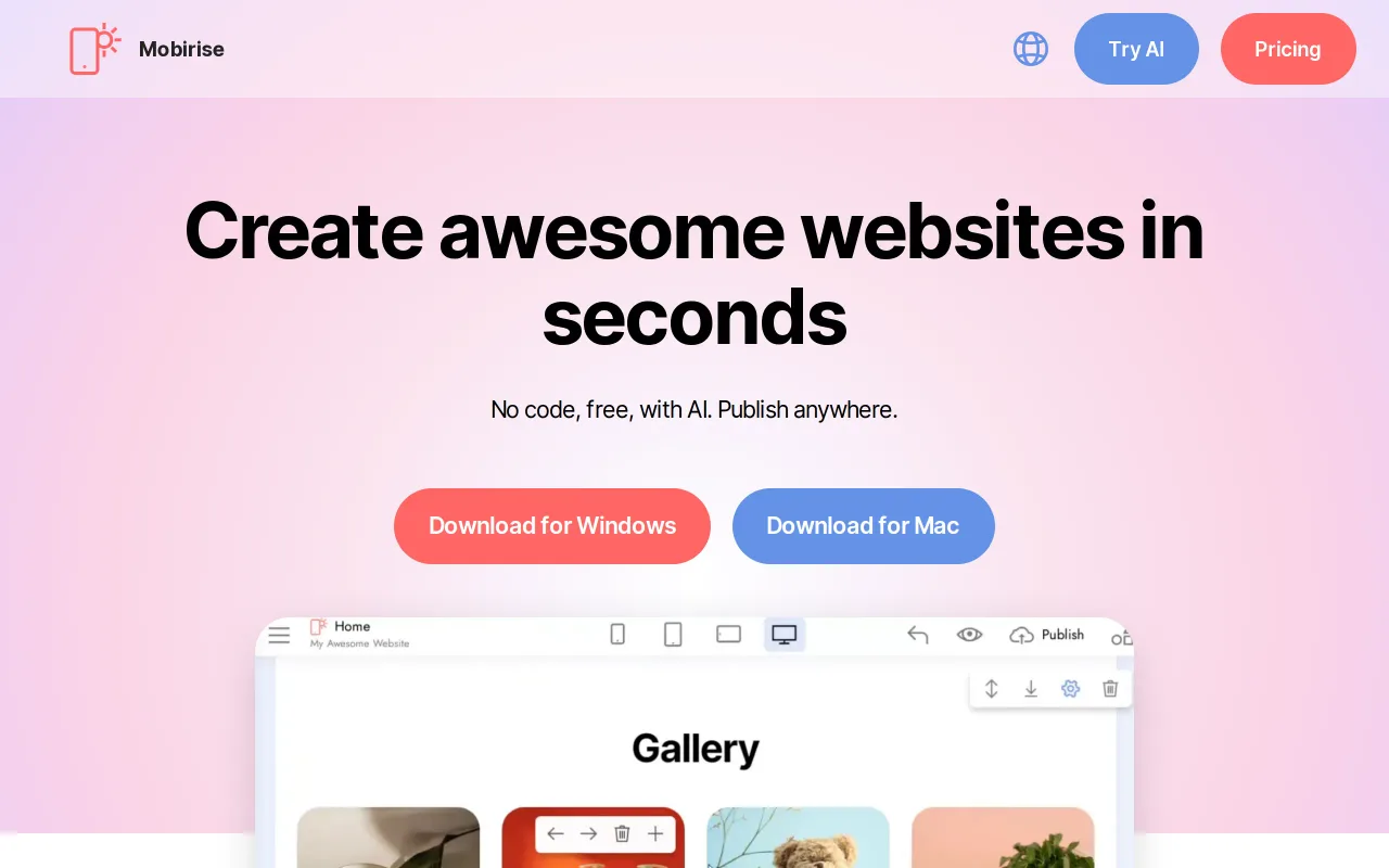 Mobirise screenshot