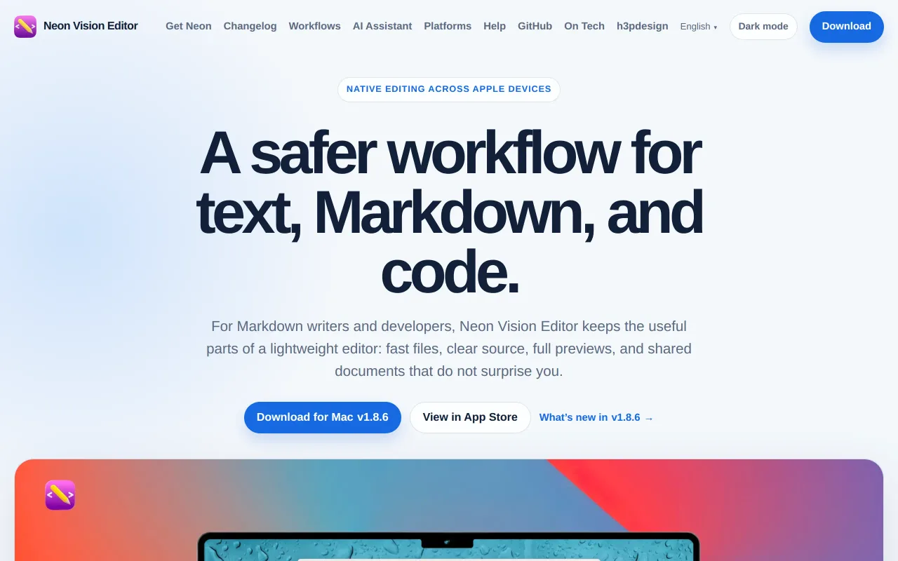 Neon Vision Editor screenshot