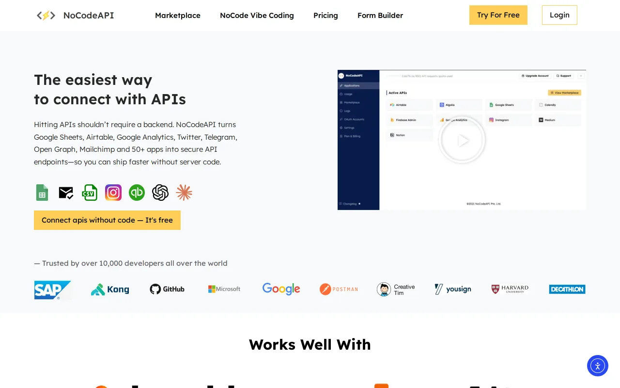 NoCodeAPI screenshot
