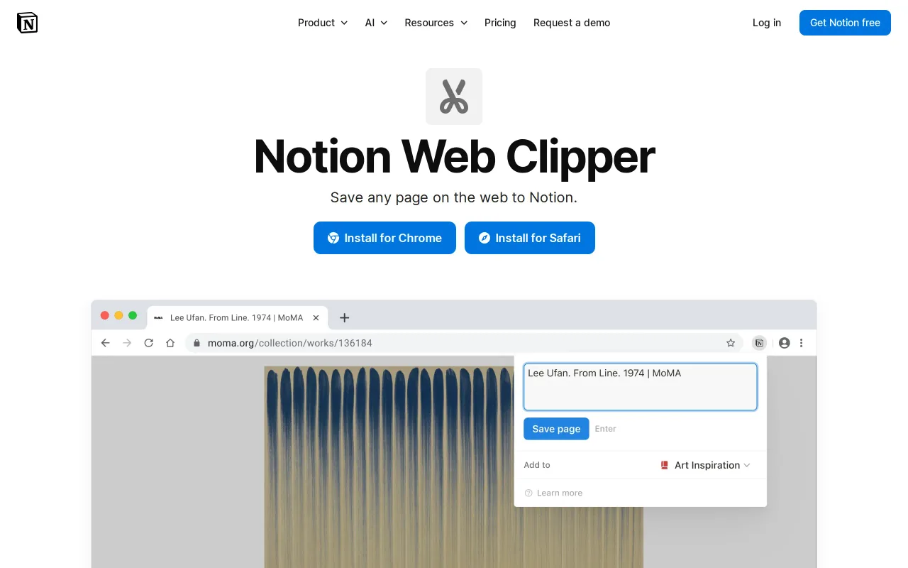Notion Web Clipper screenshot