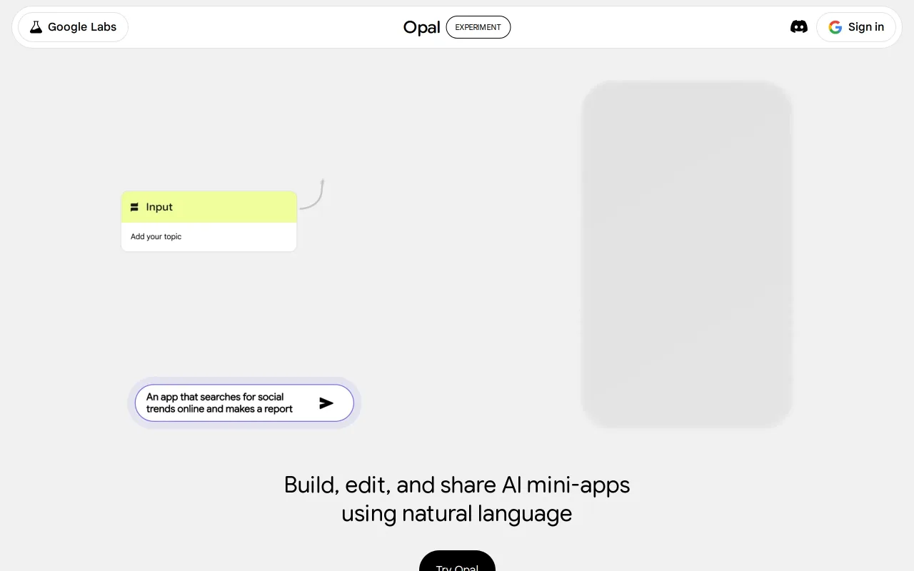 Opal by Google screenshot
