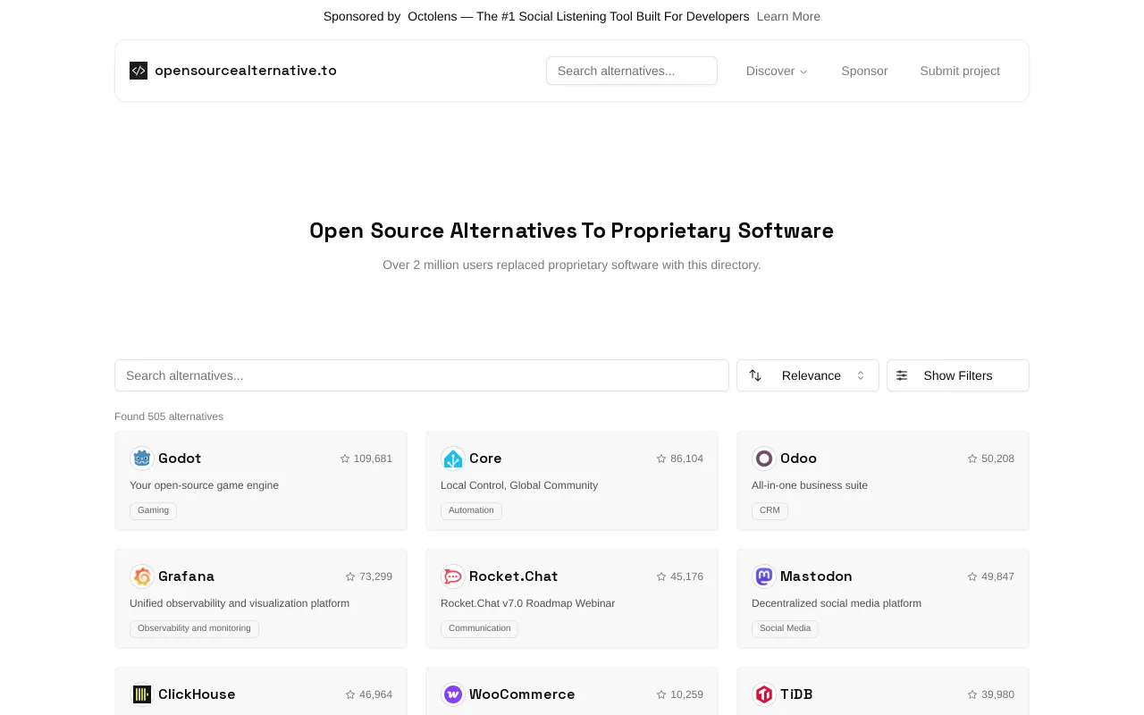 Open Source Alternative screenshot