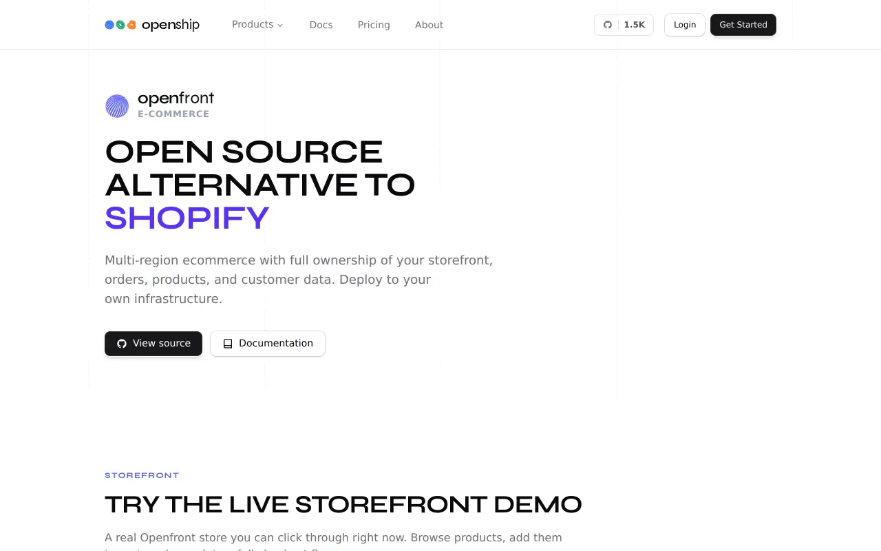 Openfront E-commerce screenshot