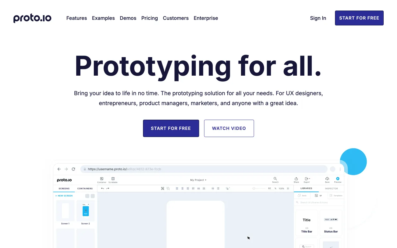 Proto.io screenshot