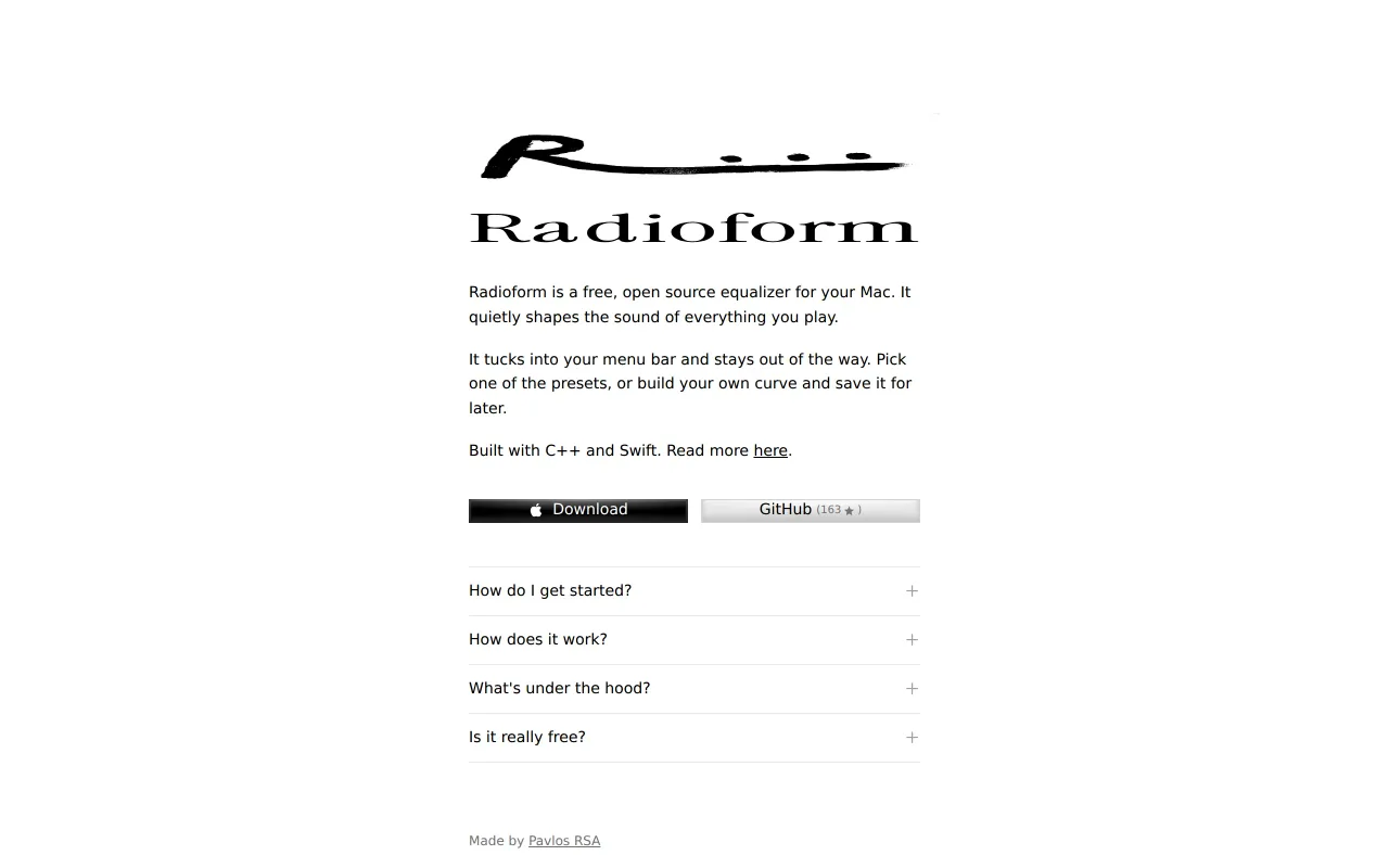 Radioform: A macOS EQ App screenshot