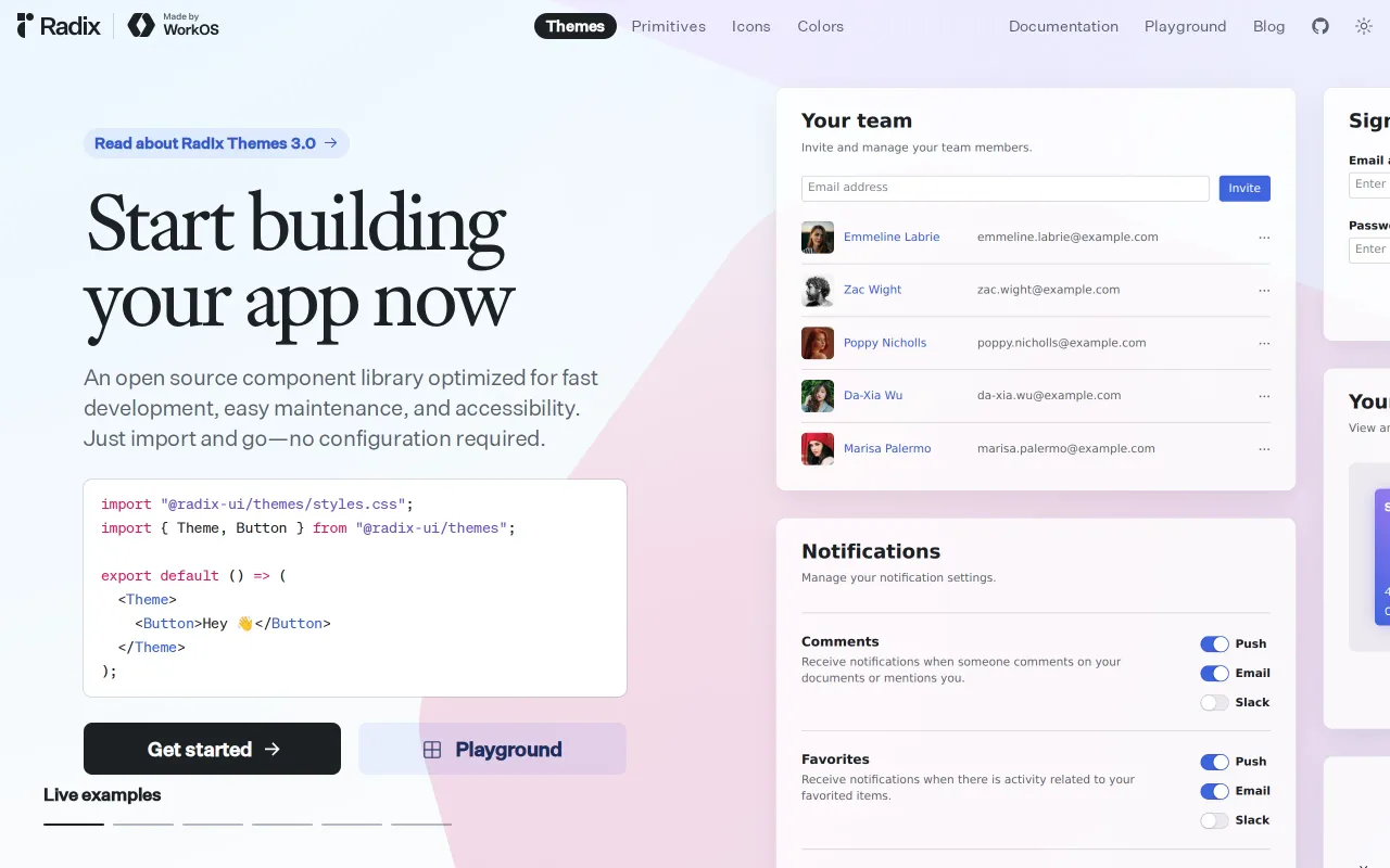 Radix UI screenshot