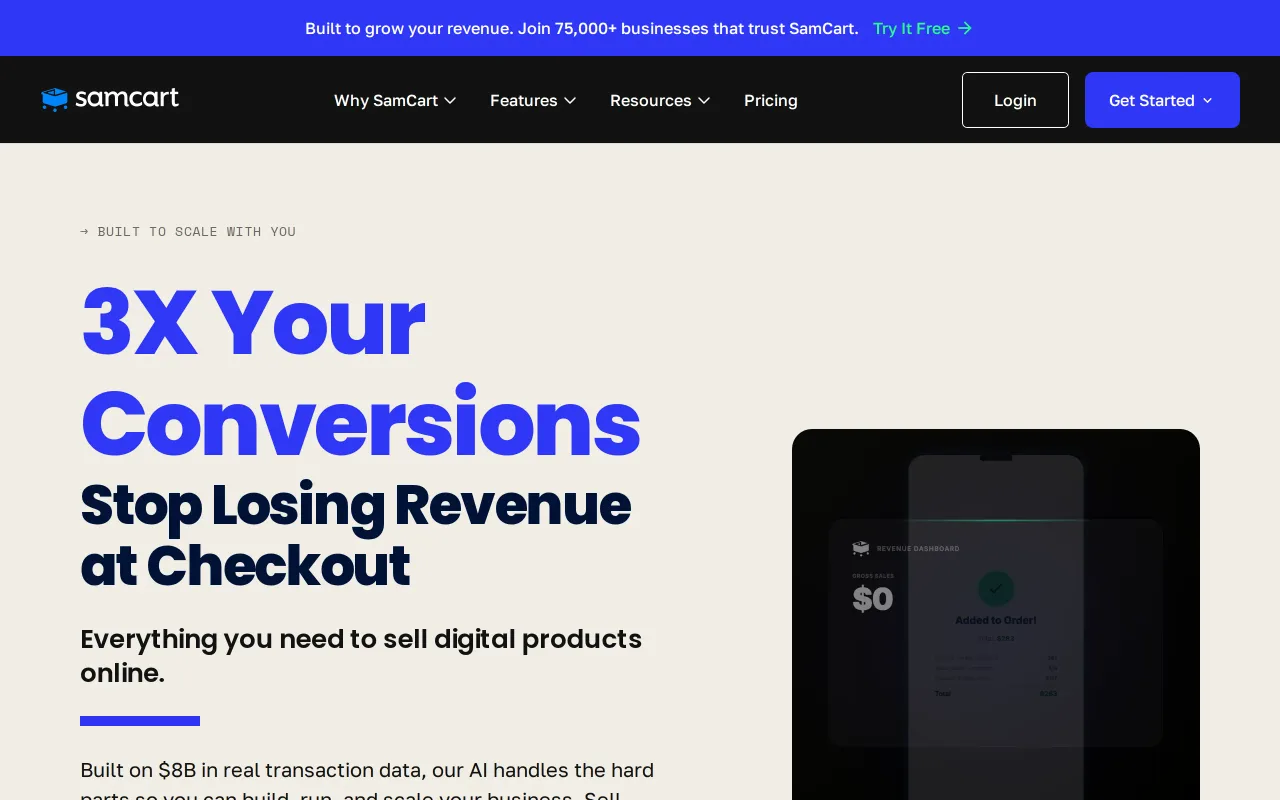 SamCart screenshot