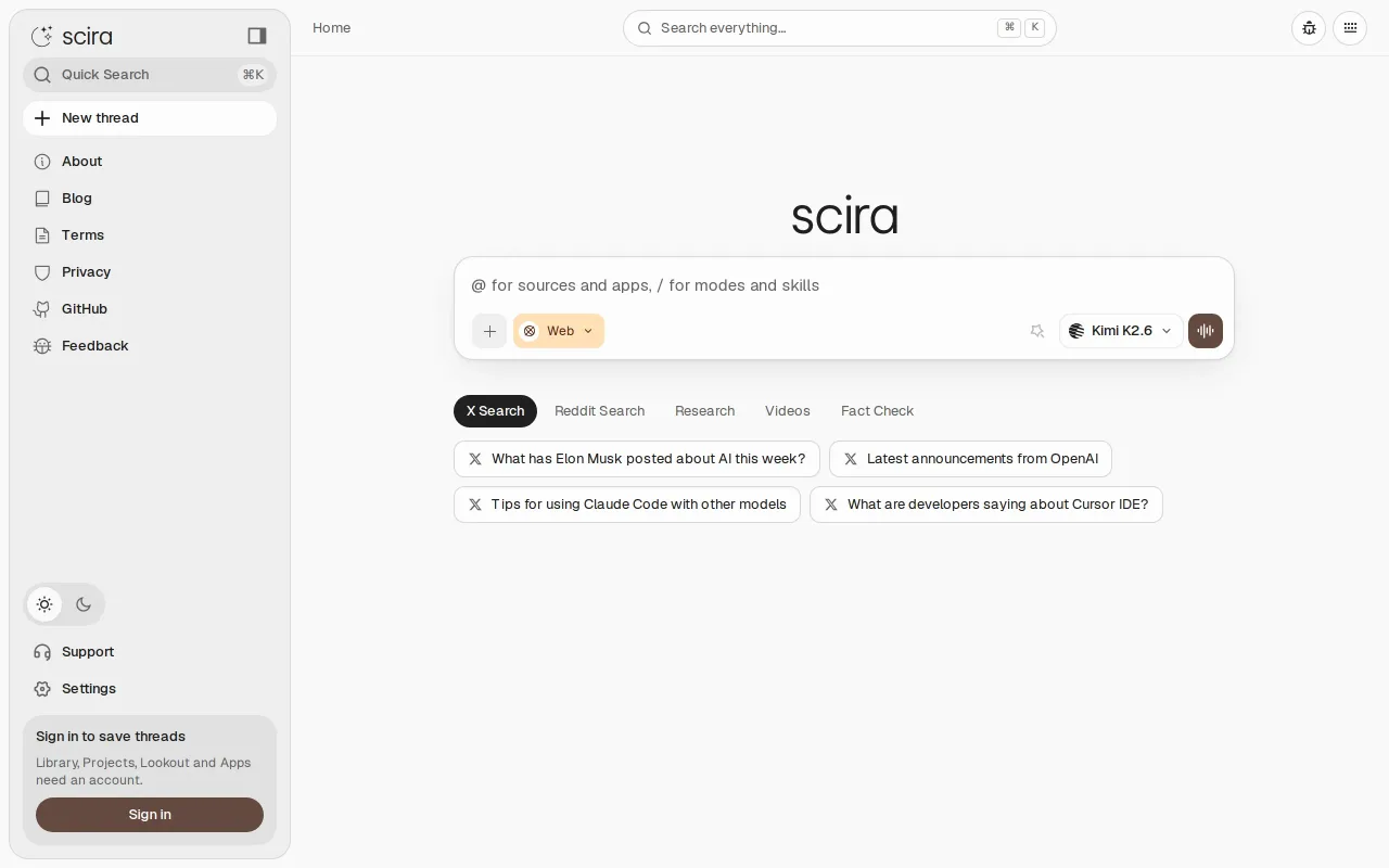 Scira screenshot