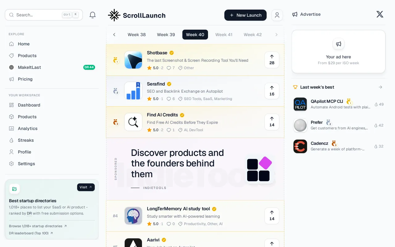 ScrollLaunch screenshot