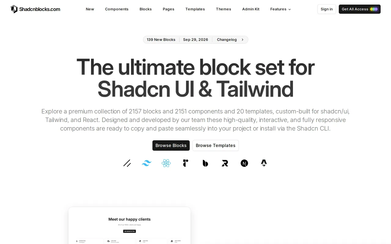 Shadcnblocks screenshot