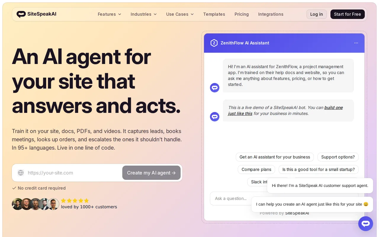 SiteSpeakAI screenshot