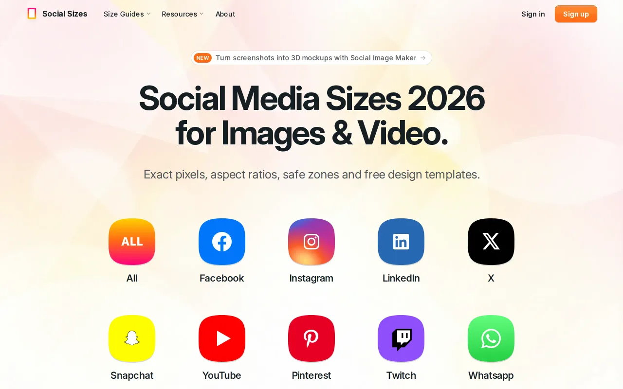 SocialSizes screenshot