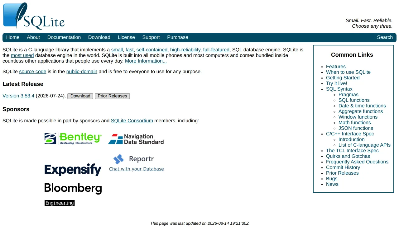 SQLite screenshot