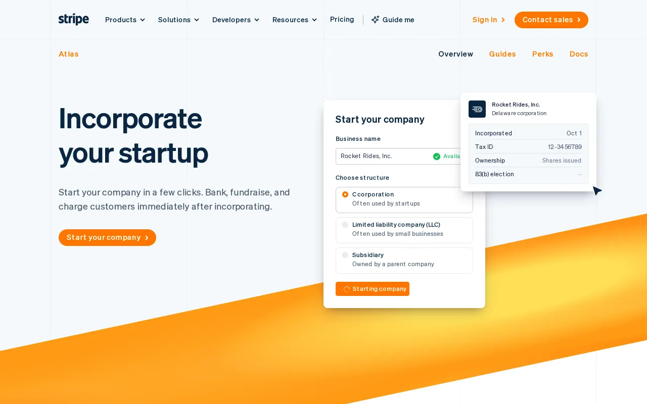 Stripe Atlas screenshot