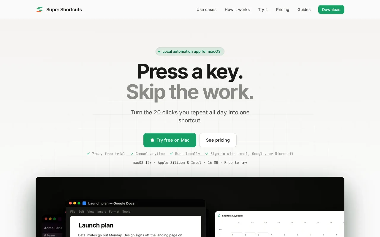 Super Shortcuts screenshot