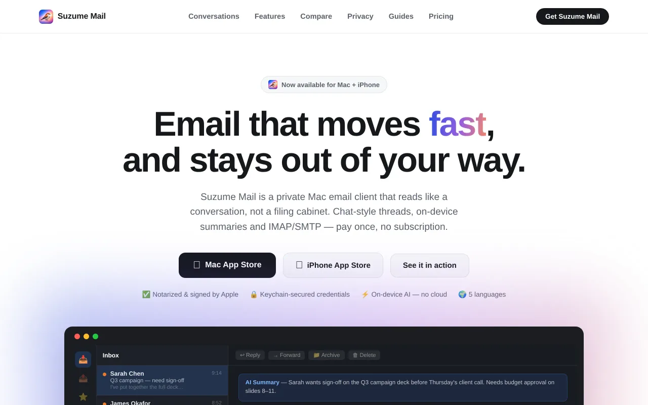 Suzume Mail screenshot