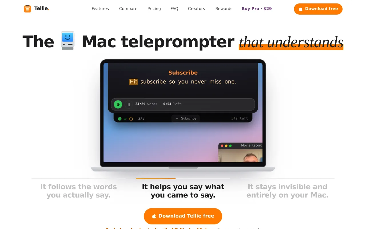 Tellie screenshot