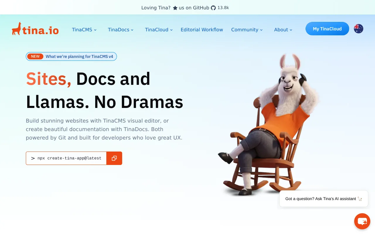 TinaCMS screenshot